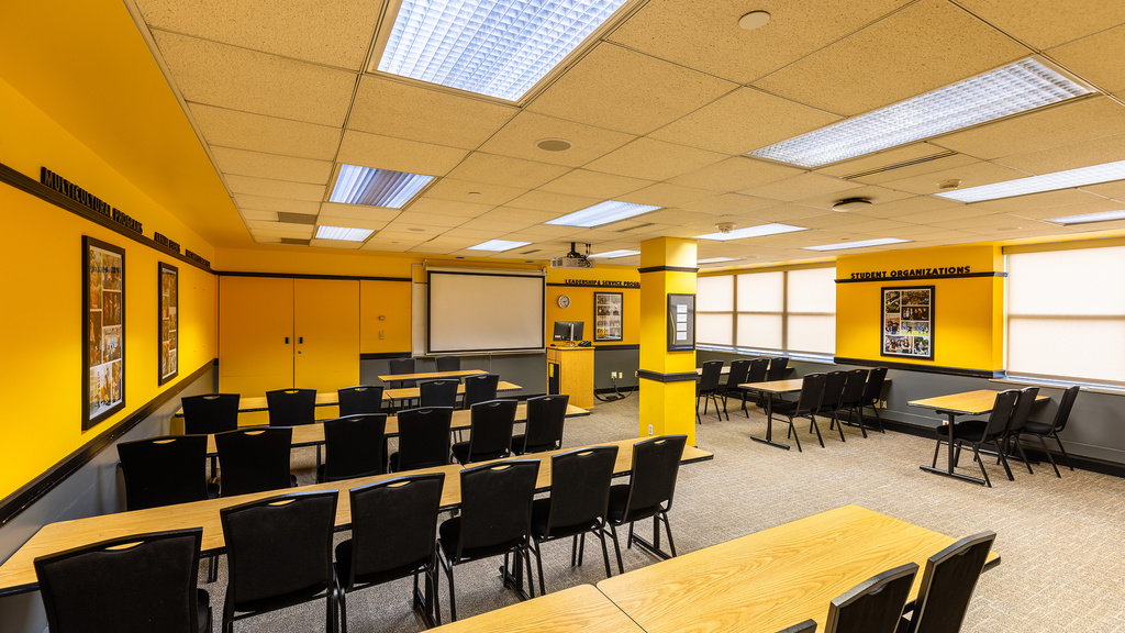 student leadership classroom with desks