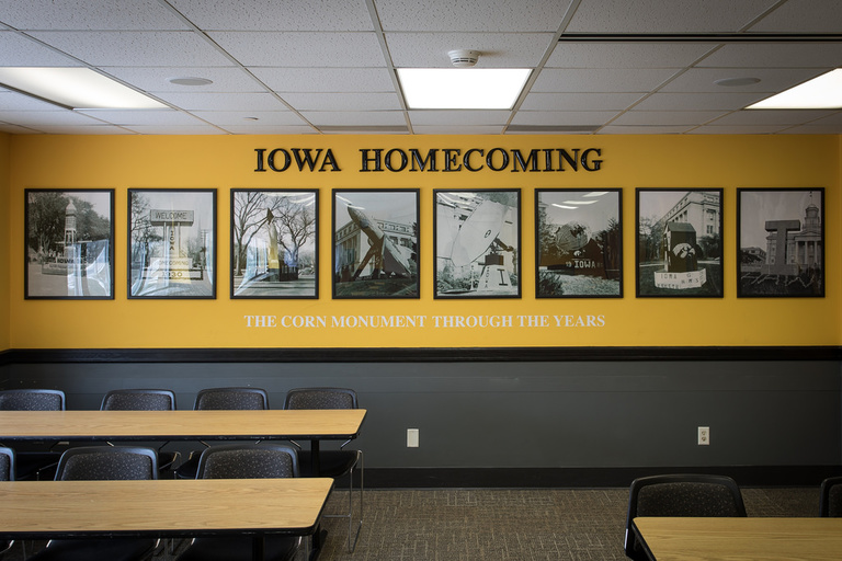 Wall display of the Iowa Homecoming Corn Monument.