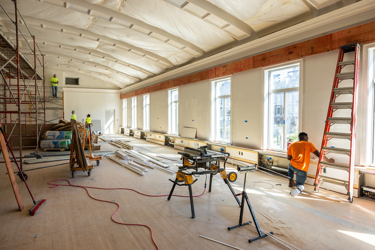 working on repairs to wayne richey ballroom