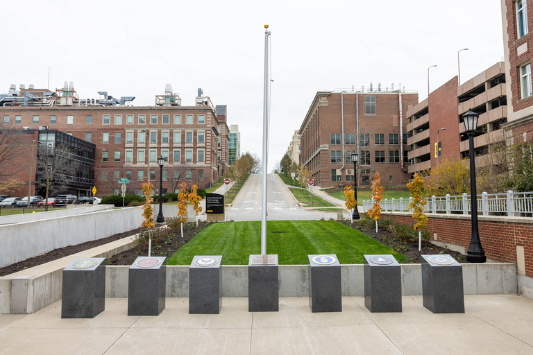 military plaques at the IMU Veterans Plaza at the university of iowa