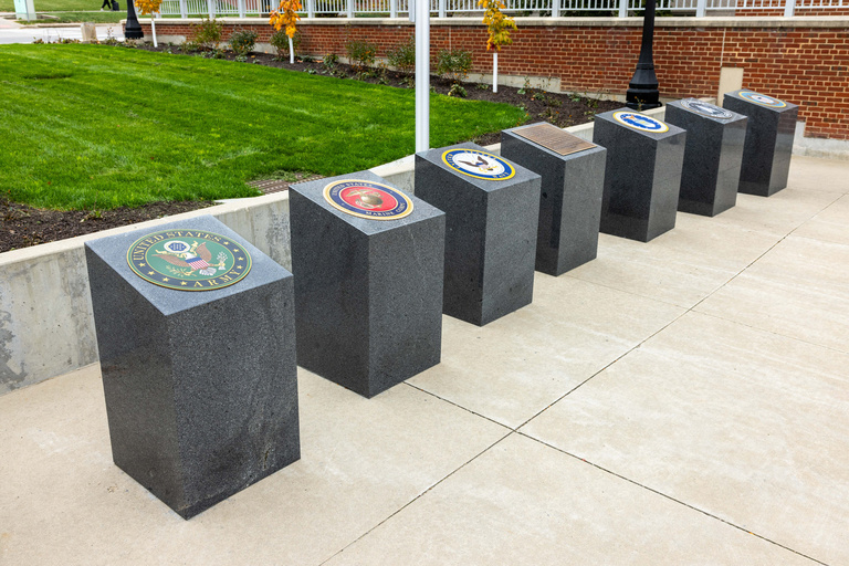 military plaques at the IMU Veterans Plaza