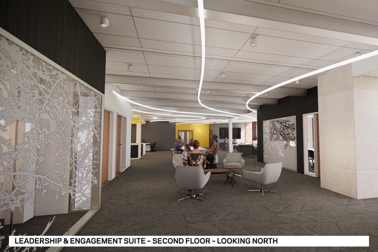 Second Floor Leadership and Engagement Suite looking north.