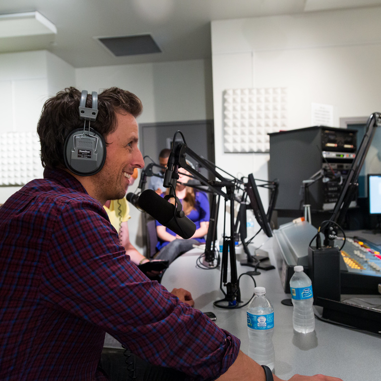 seth meyers in the KRUI room