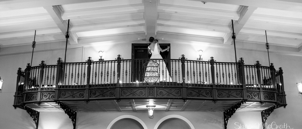 bride and groom kissing