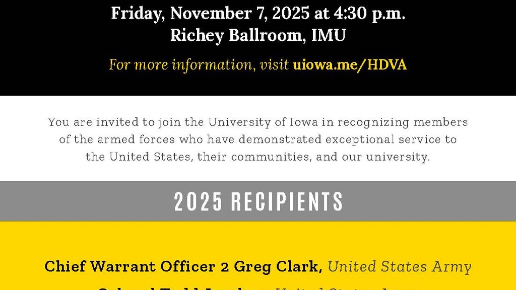 2025 Hawkeye Distinguished Veterans Award Ceremony promotional image
